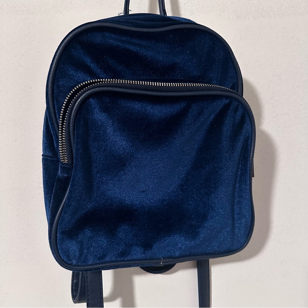 Velvet Navy Blue Women's mini Backpack